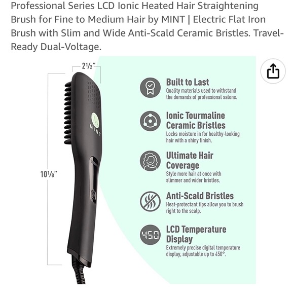 MINT LCD Professional series Ionic Hair Straightener for fine to medium hair - Picture 4 of 15